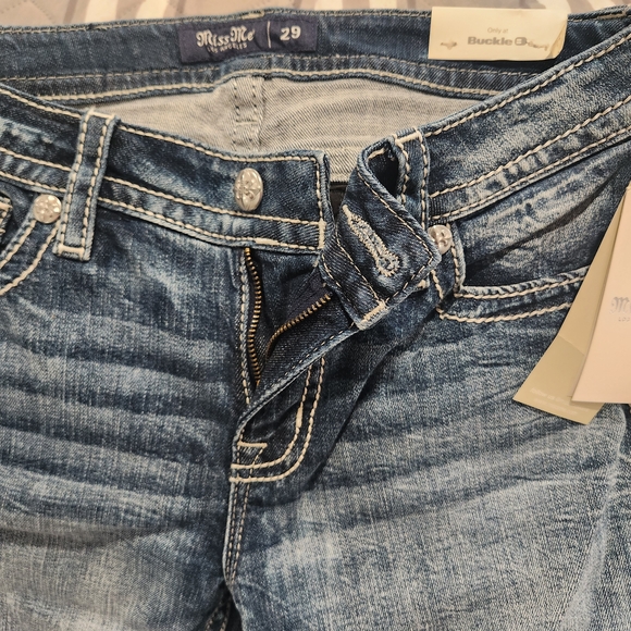 Miss Me Blue Flare Wide Leg Jeans with Fading - Picture 2 of 4